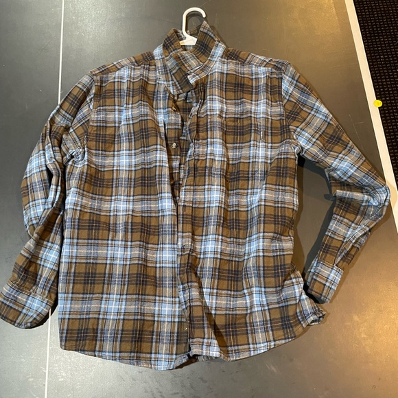 Eddie Bauer Casual Plaid Shirt in Brown and Blue - Picture 1 of 2